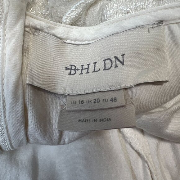 BHLDN Collins Mini Wedding Dress Floral Embroidered Silk A-Line Ivory White 16 - Picture 7 of 16